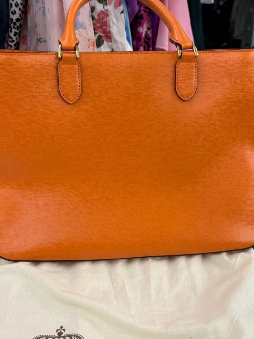 orange Lauren Ralph Lauren Newbury Sabine Satchel - Picture 9 of 14